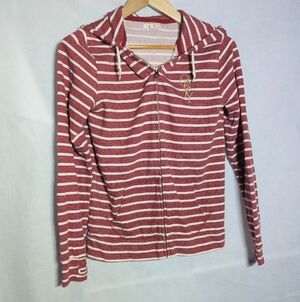Obey Red and White Sz S Textured Thumb Hole Hoodie